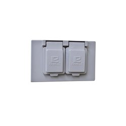 Tapa rectangular dúplex horizontal con contratapa con mecanismo de auto-cierre de aluminio para uso de interiores y exteriores tipo RR.