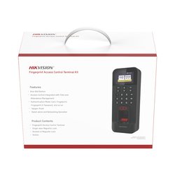 Kit de Control de Acceso TODO INCLUIDO con Lector de Huellas y Tarjetas compatible con App HIKConnect / Incluye Electroimán Botón de Salida y Montajes Z y L para imán (DS-K1T804)