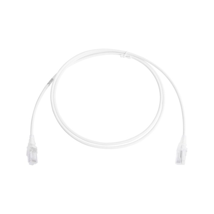 Patch Cord MC6 Modular Cat6 UTP, CM/LS0H, 5ft, Color Blanco, Diámetro Reducido (28AWG), Versión Bulk (Sin Empaque Individual)