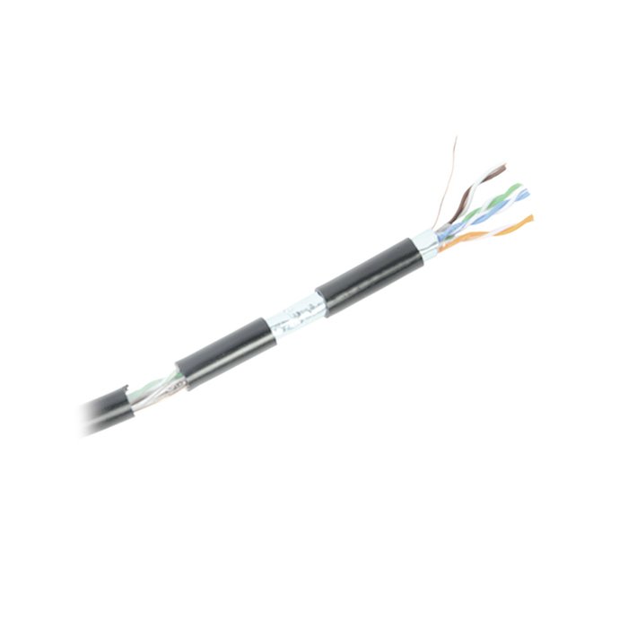 Bobina de cable de 152 m, Cat5e, FTP, blindado, para intemperie, color negro, UL, color negro, para aplicaciones en CCTV, redes de datos.