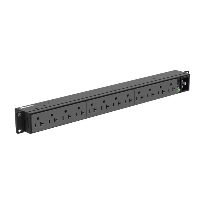 PDU Básico para Distribución de Energía, Con 12 Contactos NEMA 5-20R, Instalación Horizontal de 19in, 1UR, 20 Amp, 120 Vca