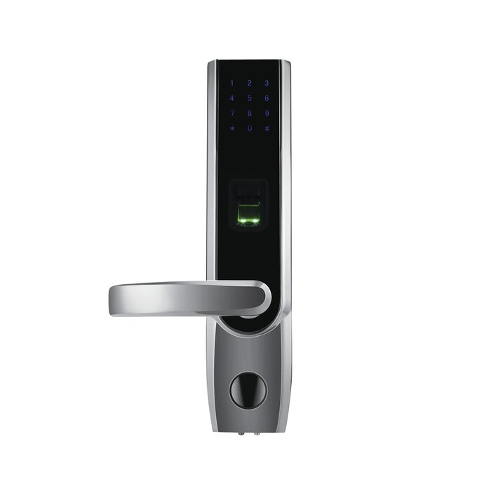 Cerradura autónoma izquierda bluetooth de huella digital, tarjeta de proximidad y contraseña