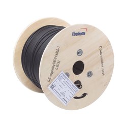 Carrete de 1 km de Fibra Óptica Aérea Mini Figura 8 G.657A2 tipo Drop, Monomodo de 1 Hilo, Color Negro