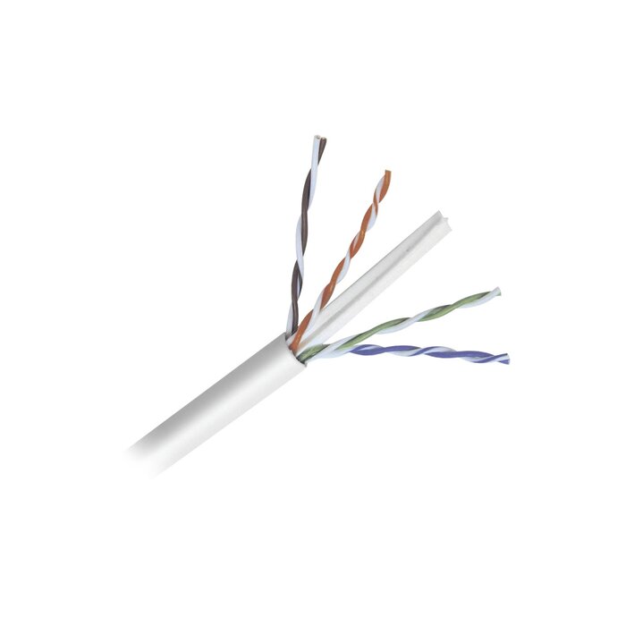 Bobina de cable de 152 Metros Cat6+ CALIBRE 23 ALTO DESEMPEÑO, super flexible, UL, color Blanco, para aplicaciones de CCTV y redes de datos