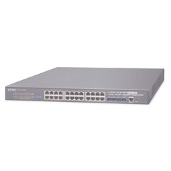 Switch Administrable L3 Stacking 10/100/1000T 24 puertos PoE802.3at, 4 puertos 10G SFP+ 370 W