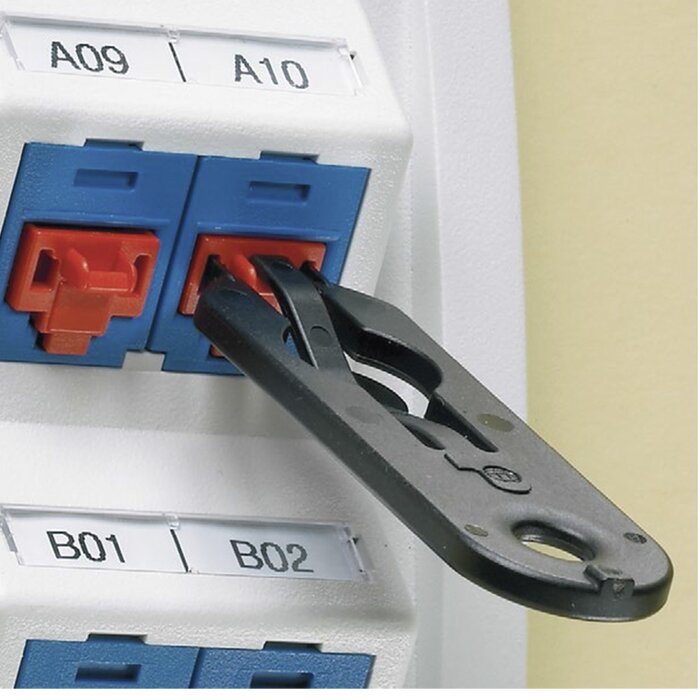 Kit de 10 Dispositivos para Bloquear Puertos RJ45, Color Rojo, Incluye Llave de Extracción