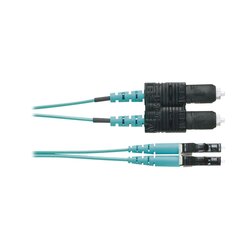Jumper de Fibra Optica Multimodo 50/125 OM3, LC-SC Duplex, OFNR (Riser), Color Aqua, 1 Metro