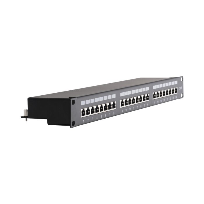 Patch panel Blindado (STP) de 24 puertos Cat6, 19in