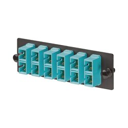 Placa Acopladora de Fibra Optica FAP, Con 6 Conectores SC Duplex (12 Fibras), Para Fibra Multimodo OM3/OM4, Color Aqua