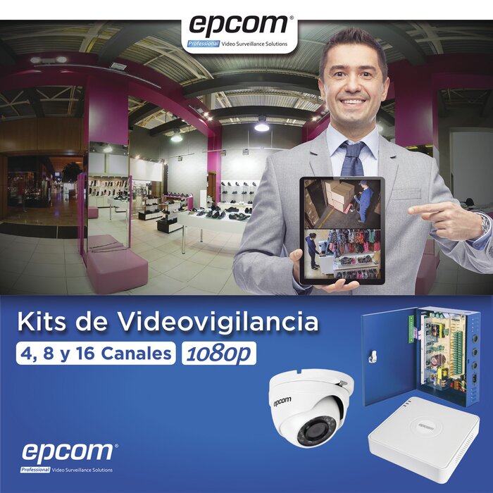 KIT TurboHD 720p / DVR 16 Canales / 16 Cámaras Eyeball (interior 3.6mm) / Transceptores / Conectores / Fuente de Poder Profesional