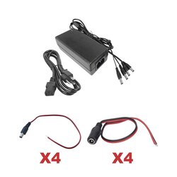 Kit con fuente EPCOM con salida de 12 Vcd a 5 Amper con 4 salidas / Incluye conectores