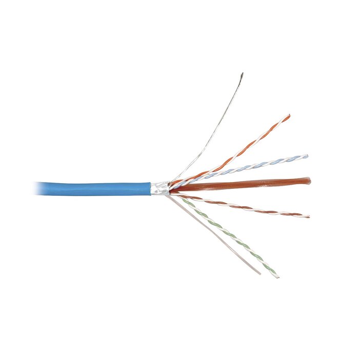 Bobina de Cable Blindado F/UTP de 4 Pares, Z-MAX, Cat6A, Soporte de Aplicaciones 10GBase-T, CMR (Riser), Color Azul, 305m