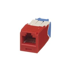 Conector Jack RJ45 Estilo TG, Mini-Com, Categoría 6A, de 8 posiciones y 8 cables, Color Rojo