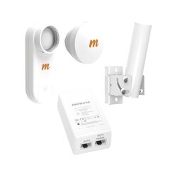 Kit de radios C5X, rango de frecuencia extendida (4.9 a 6.4 GHz), incluye inyector POE, montaje universal para tubo o poste Y una antena de 16 dBi