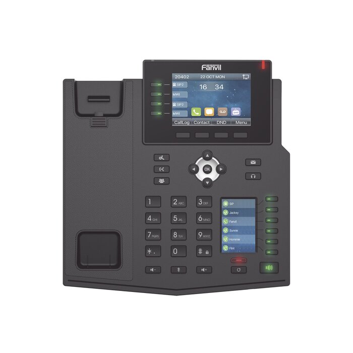 Teléfono IP Empresarial con Estándares Europeos, 16 lineas SIP con pantalla LCD a color, 30 teclas DSS/BLF, puertos Gigabit, IPv6, Opus y conferencia de 3 vías, PoE/DC (incluye fuente).