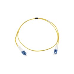 Jumper de Fibra Óptica Monomodo (OS2), XGLO, Riser, LC/UPC-LC/UPC Duplex, OFNR, Color Amarillo, 1 Metro