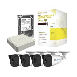 Kit IP 1080p / NVR de 4 Canales / 4 Cámaras IP / Bobina de Cable de 100 mts / Disco Duro 1 TB