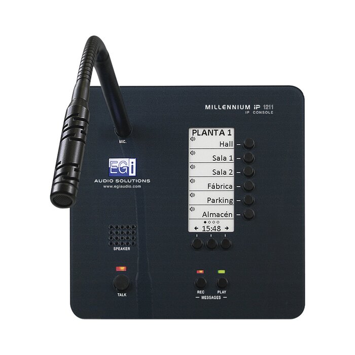 CONSOLA DE AVISOS MULTIZONA IP CON DISPLAY, MICRÓFONO Y GARBADOR DE MENSAJES