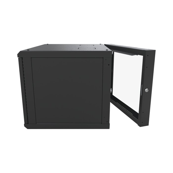 Gabinete Abatible de Pared (Con Marco Trasero) con Rack 19" de 12 Unidades. Ventana de Cristal Templado.
