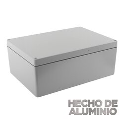Gabinete de Aluminio para Exterior (IP66) de 390 x 280 x 158 mm con Rápida Disipación de Calor, Cierre por Tornillos con Bisagra.