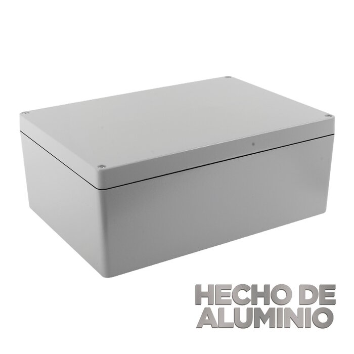 Gabinete de Aluminio para Exterior (IP66) de 390 x 280 x 158 mm con Rápida Disipación de Calor, Cierre por Tornillos con Bisagra.