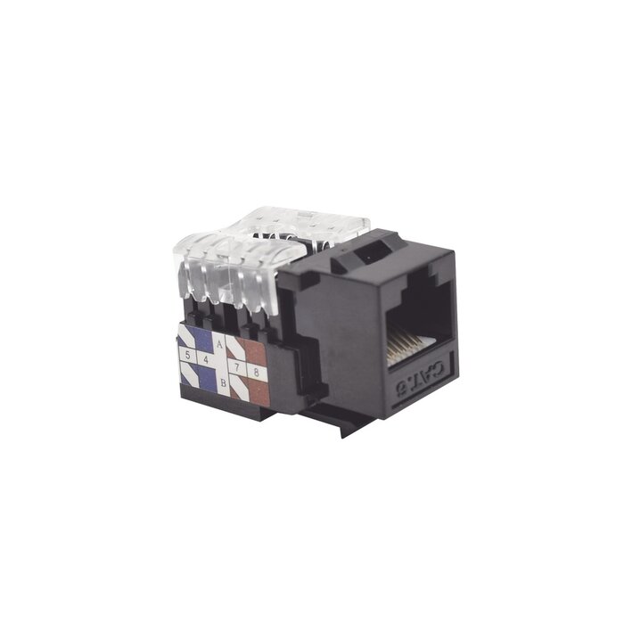 Módulo Jack Keystone Cat6 con terminación 110 (Punchdown) para faceplate - Color Negro