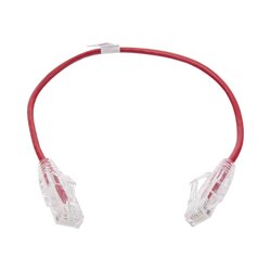 Cable de Parcheo Slim UTP Cat6 - 30 cm Rojo Diámetro Reducido (28 AWG)