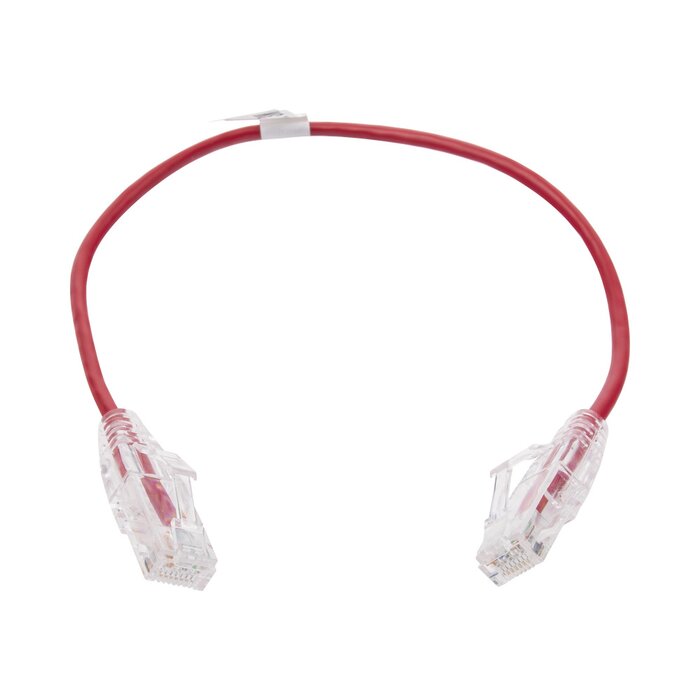 Cable de Parcheo Slim UTP Cat6 - 30 cm Rojo Diámetro Reducido (28 AWG)