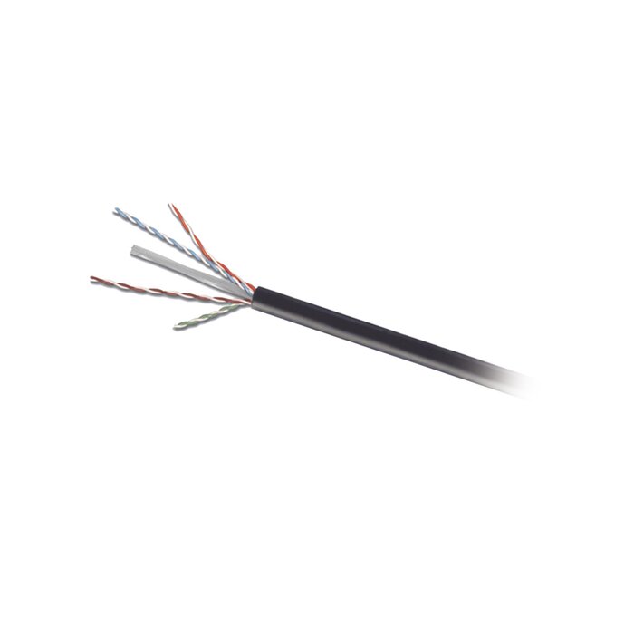 Bobina de Cable UTP de 4 Pares, Para Exterior con Gel, Cat6 (23 AWG), Industrial para Climas Extremos, Enterrado Directo, Color Negro, 305 m