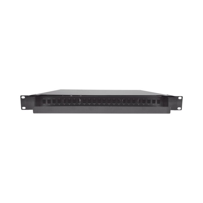 Distribuidor de Fibra Óptica deslizable, vacío, 19in, acepta 24 adaptadores "LC Duplex" o "LC Simplex" o 24 "SC" Simplex, 1U
