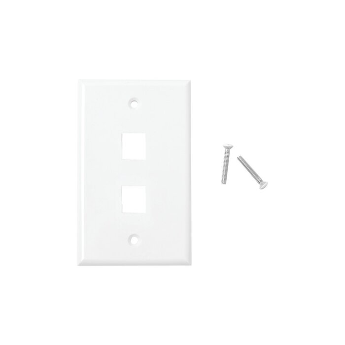 Placa de pared de 2 puertos, Keystone, Color Blanco
