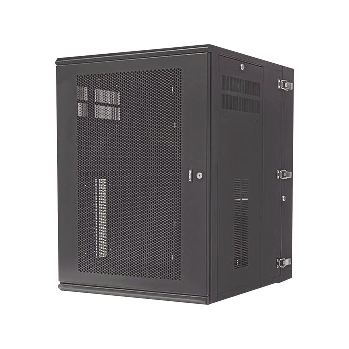 Gabinete PanZone de Montaje en Pared, de 19in, Puerta Ventilada, 18 UR, 762mm de Profundidad, Color Negro