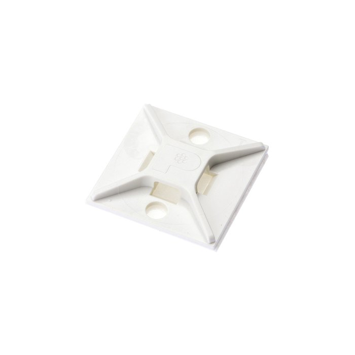Sujetador Para Cable con Cinchos, de 4 Vías, con Adhesivo, 25.4 x 25.4mm (1in x 1in), Color Blanco, 1 pieza