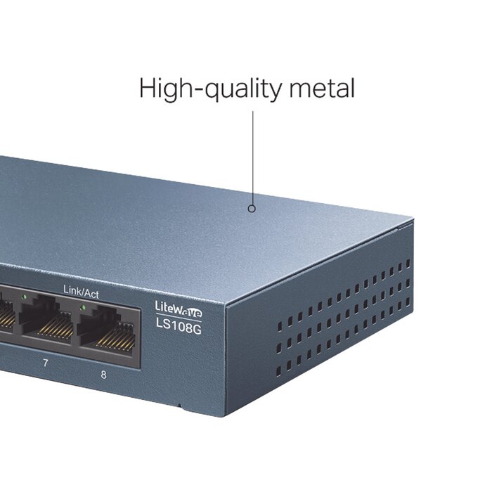 Switch de escritorio Gigabit de 8 puertos 10/100/1000Mbps, carcasa metálica