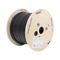 Carrete de 1 km de Fibra Óptica Aérea Mini Figura 8 G.657A2 tipo Drop, Monomodo de 2 Hilos, Color Negro
