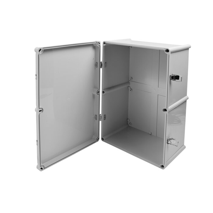 Gabinete Plástico para Exterior (IP65) de 560 X 380 x 265 mm Cierre por broche.