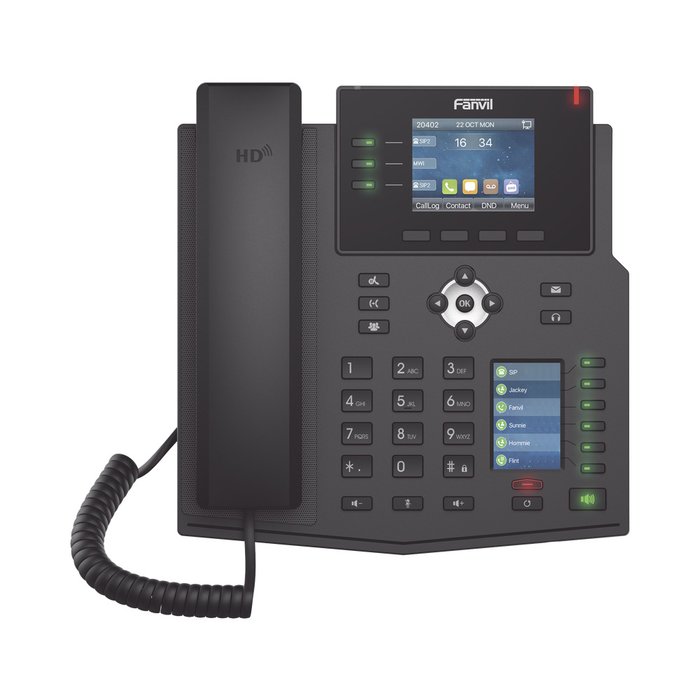 Teléfono IP Empresarial con Estándares Europeos, 12 lineas SIP con pantalla a color, 30 teclas DSS/BLF, puertos Gigabit, IPv6, Opus y conferencia de 3 vías, PoE/DC (incluye fuente).
