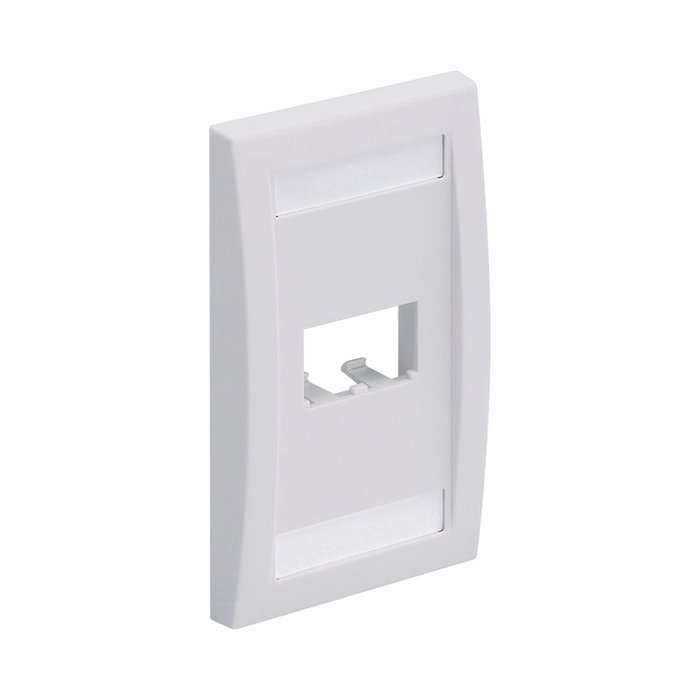 Placa de Pared Vertical Ejecutiva, Salida Para 2 Puertos Mini-Com, Con Espacios Para Etiquetas, Color Blanco