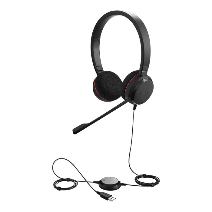 Jabra Evolve 20 DUO con conexión USB, micrófono con cancelación de ruido de ultima generación, configuración Plug and Play (4999-829-209)