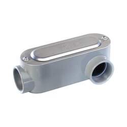Caja oval roscada tipo LL de 1 1/2" (38.1 mm) Incluye tapa y tornillos.