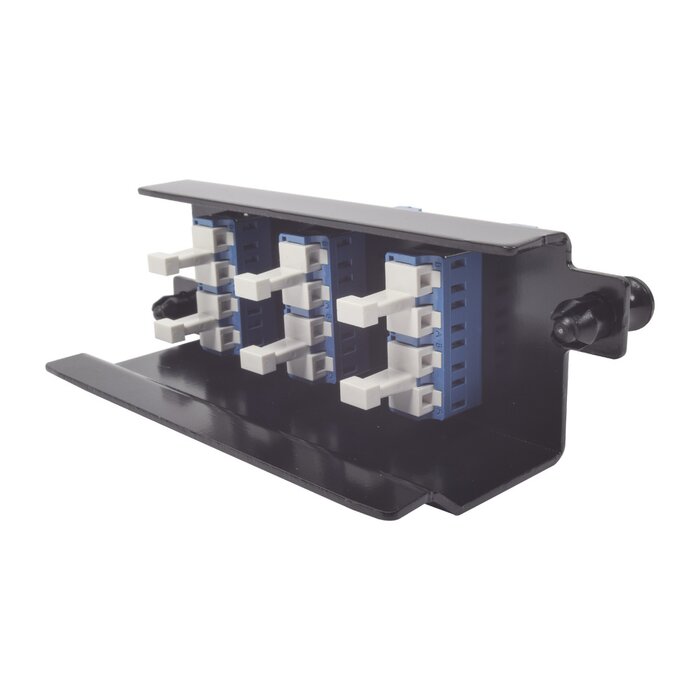 Placa acopladora de Fibra Óptica "Plug and Play", Con 6 Conectores LC Duplex (12 Fibras), Para Fibra Monomodo, Azul