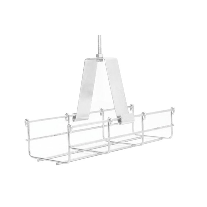 Suspensión conjunto 100 mm, para montar la charola desde el techo, con acabado Electro Zinc para varilla de 1/4, 5/16 y 3/8