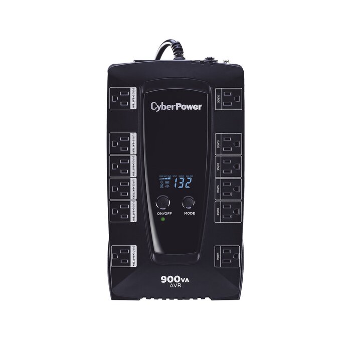 UPS de 900 VA/480 W, Topología Línea Interactiva, Entrada 120 Vca NEMA 5-15P, Tipo Gabinete Compacto, Con 12 Tomas NEMA 5-15R