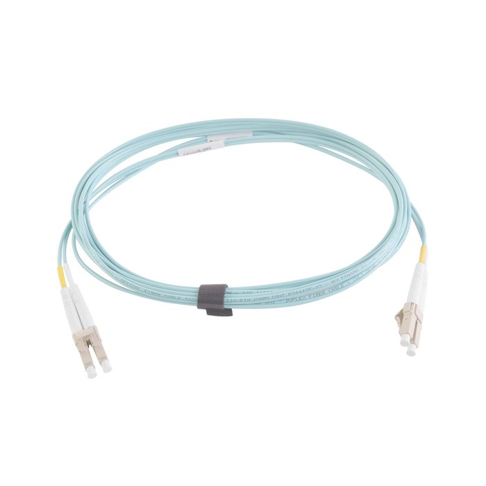 Jumper de Fibra Óptica Multimodo 50/125 XGLO OM3, LC-LC Duplex, OFNR, Color Aqua, 3 Metros
