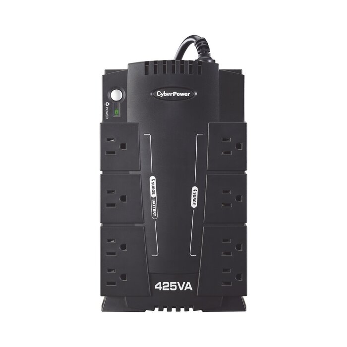 UPS de 425 VA/255 W, Topología Standby, Entrada 120 Vca NEMA 5-15P, Tipo Gabinete Compacto, Con 8 Tomas NEMA 5-15R
