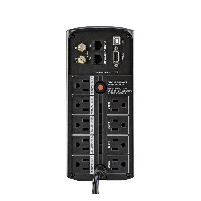 UPS de 850 VA/510 W, Topología Línea Interactiva, Entrada 120 Vca NEMA 5-15P, Tipo Mini Torre, Con 9 Tomas NEMA 5-15R
