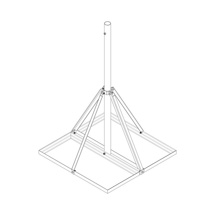 Base No Penetrante de 0.9 x 0.9 m con Mástil de 1.5 m Ced.30 para Instalación de Antenas SIN NECESIDAD DE PERFORAR EL TECHO (HOT-DIP).