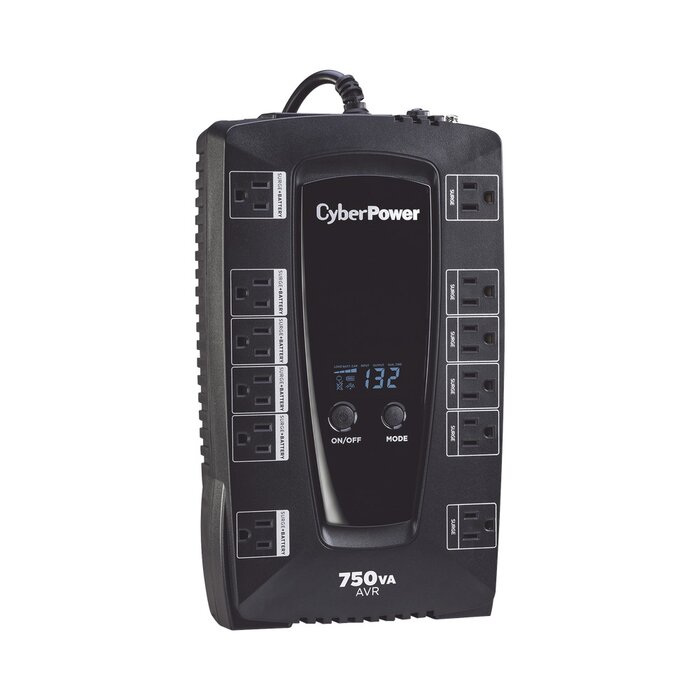 UPS de 750 VA/450 W, Topología Línea Interactiva, Entrada 120 Vca NEMA 5-15P, Tipo Gabinete Compacto, Con 12 Tomas NEMA 5-15R