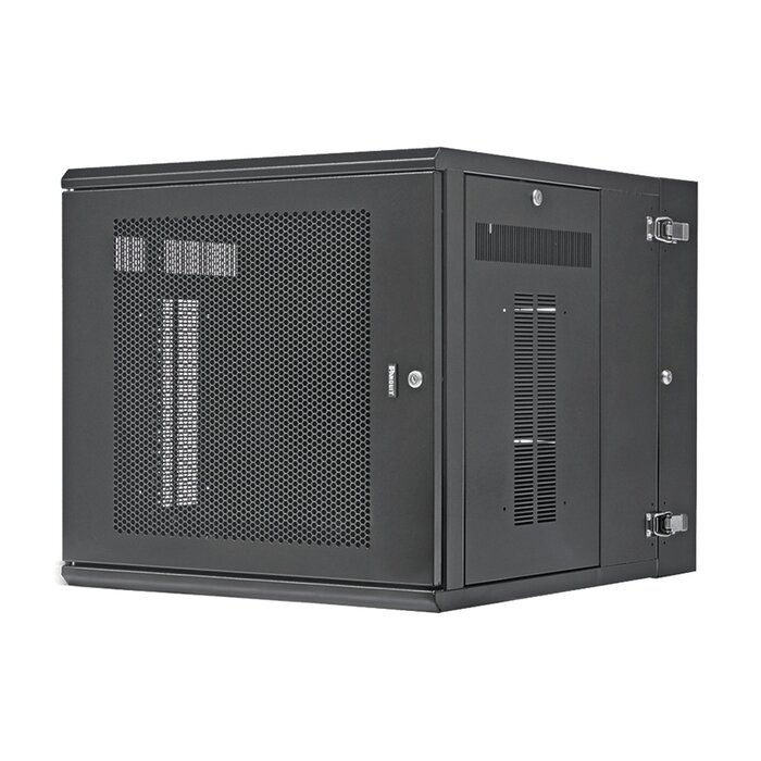 Gabinete PanZone de Montaje en Pared, de 19in, Puerta Perforada, 12 UR, 762mm de Profundidad, Color Negro