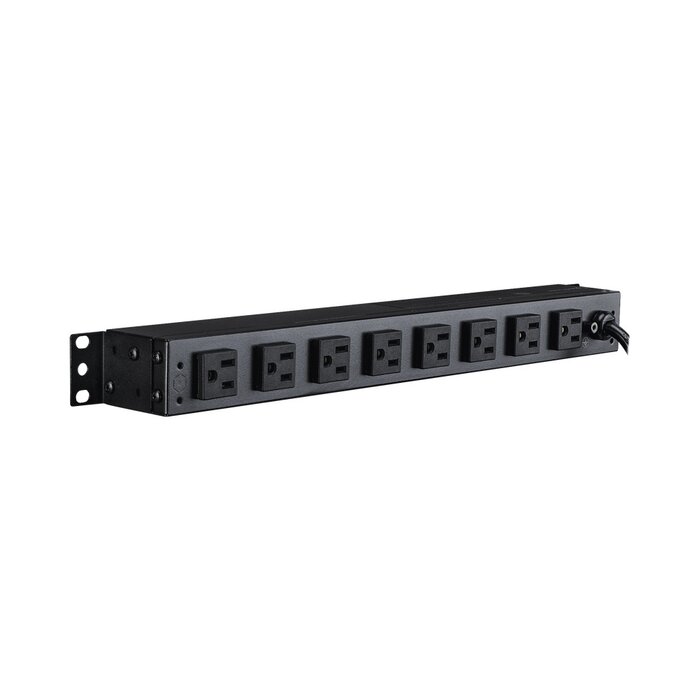 PDU Básico Para Distribución de Energía, Con 8 Tomas NEMA 5-15R Traseras y 2 Tomas 5-15R Frontales, 1UR, 15 Amp, 120 Vca